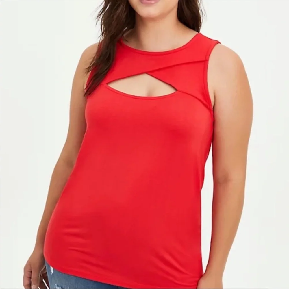 Super Soft Red Cut Out Tank - Picture 3 of 7
